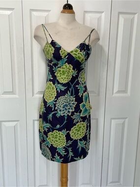 Laundry By Shelli Segal Navy Dress with Green Floral Print